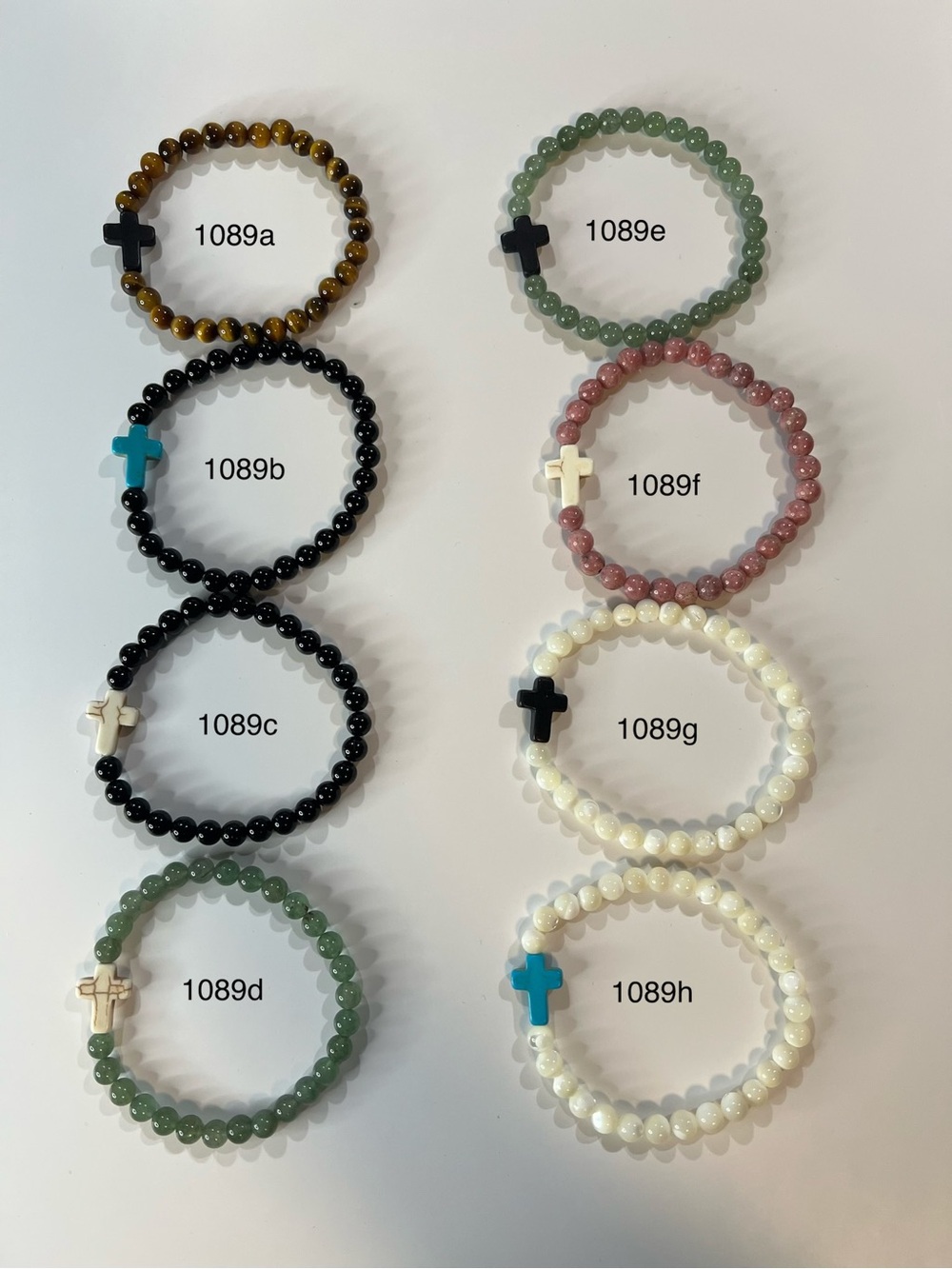 Pick 3 for $37 Artisan Crafted Genuine Stone Cross Bead Bracelets (FL1089)